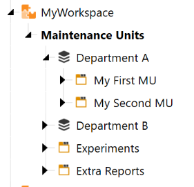 The Label node text is Designer with a folder icon and there are three Maintence Units within the Designer node